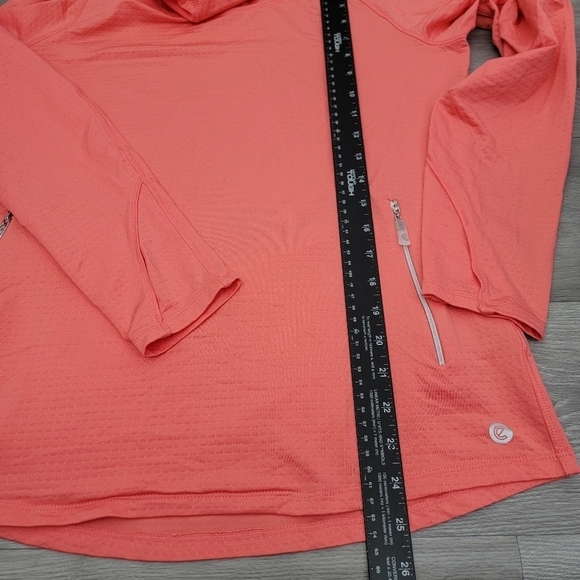 Bette & Court Orange Top Hoodie M Pullover Adjustable Zip Pockets Golfing Active - Picture 5 of 13